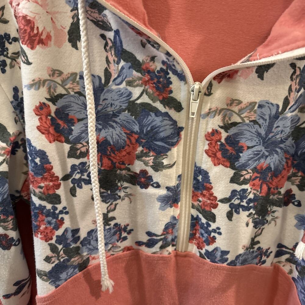 Ampersand Ave Fascinating Floral Singlehood Hoodie Knit Sweatshirt Extra Small - Picture 3 of 8